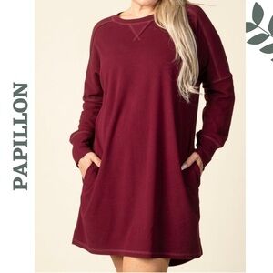 Papillon Plum Sweatshirt Dress Extra Small XS NWT Pockets